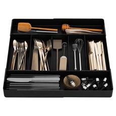 Maket Gamseong 可調節長度模組化可擴展餐具收納盒, 黑色, 1個