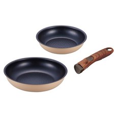 TAKEHARA 竹原製缶 日本製 和樂亭Torepan系列可拆卸手柄IH不沾鍋 3入, 奶茶色, 1套, 平底鍋20cm + 平底鍋26cm + 拆卸式手把