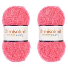 미소털실 펄 수세미실 80g, 24 핫핑크, 2개