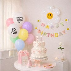 파티쇼 알록달록 마카롱 플라워 생일 홈파티 장식 세트, 혼합색상, 1세트
