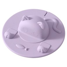 Couselect 食品級耐高溫貓咪造型矽膠杯蓋/防塵通用蓋/馬克杯蓋4件組, 紫色, 1套