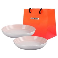 LE CREUSET 義大利麵沙拉碗 22cm 2入 + S號購物袋套組, 貝殼粉, 1套
