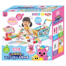 아이플러스 핑크퐁 노래하는 계산대놀이 쇼핑카트, 1개, 핑크
