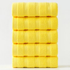 Roxin 頂級飯店洗臉毛巾 130g 30支精梳棉, 5個, 粉彩黃