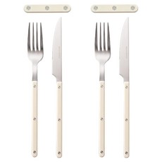 DALPAENGI LIVING Maison Chibine 早午餐日 雙人西式餐具 + 托架套組, 奶油白色, 1套, 刀具2件 + 叉子2件 + 托架2件