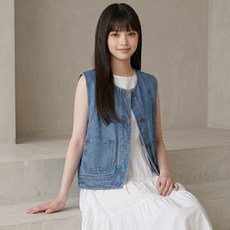 摩卡比 青少年用 Billing 雙口袋牛仔背心 10390