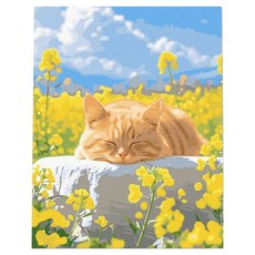 플레이어바웃 DIY 명화 그리기 세트 40 x 50 cm, 꽃밭 고양이, 1개
