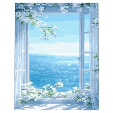 플레이어바웃 DIY 명화 그리기 세트 40 x 50 cm, 바다빛 창가, 1개