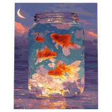 플레이어바웃 DIY 명화 그리기 세트 40 x 50 cm, 달빛 금붕어, 1개