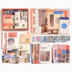 TODAY LIVING 大容量復古手帳裝飾便條紙背景紙貼紙組合包 155入, B 2(R99803C), 1個