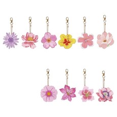 Today Living 花卉圖案鑽石畫DIY鑰匙圈10件套組 花卉, S99006H, 1套