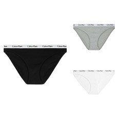Calvin Klein 女款 underwear Cotton Bikini 三角褲3件組 基本款, 黑色 + 白色 + 灰色
