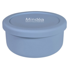 Mindea 矽膠圓形便當盒 700ml, 藍灰色, 1個