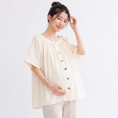 아이캔심플 컬러 캔디버튼 루즈핏 여름 임부복 블라우스