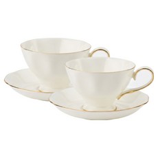 高原Lumiere金邊茶杯2人份, 白色, 1個