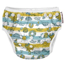 mama koala 嬰幼童調節式游泳尿布 男女通用 沙灘城堡 8個月~3歲 8.6~18.1kg, 1個裝, M