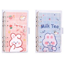 TODAY LIVING 6孔可愛手帳2款 + 貼紙包套組 R49108H, 手帳(粉紅色, 藍色), 1套