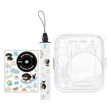 HYAN 海恩 副廠相片袋透明水晶殼 + 背帶 + 貼紙 拍立得mini13適用 白色, 1套, CAI011