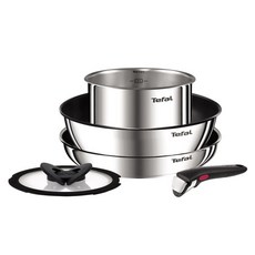 Tefal 特福 電磁爐 Magic Hands SS New Emotion Trimy 5件組 5個, 1套, FP26 + WP26 + STP16 + 鍋蓋 + 鍋柄, 不鏽鋼