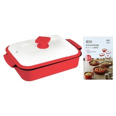 ANDY MAY2 韓匠微波專用快速料理鍋2件組 附食譜 日式加大長型 AM-SN017-1, 白紅色, 1套