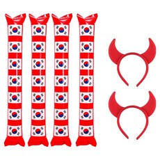 PARTYSHOW 太極旗加油棒氣球 + 高級惡魔髮箍 2人組, 紅色, 1套