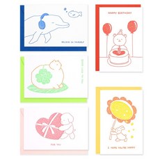 DASH&DOT 馬鈴薯朋友們 凸版印刷迷你卡片 5款套組, 混合顏色, 1套