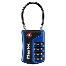 Master Lock TSA 可變更密碼 旅行用行李箱鋼絲纜線鎖 藍色 + 黑色 4697D, 1個