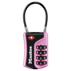 Master Lock TSA 可重設密碼 旅行用行李箱鋼纜鎖 粉紅色 + 黑色 4697D, 1個