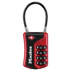 Master Lock TSA 可重設密碼 旅行用行李箱鋼纜線鎖 紅色 + 黑色 4697D, 1個