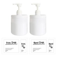 뉴앤룩 협력 와이드 욕실 샴푸 디스펜서 핸드워시 리필용기 500ml x 2p + 라벨스티커 디시 + 핸드 세트, 화이트(리필용기), 1세트