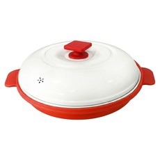 ANDY MAY2 韓匠微波專用快速料理鍋2件組 附食譜 日式加大圓型 AM-SN019-1, 白紅色, 1套
