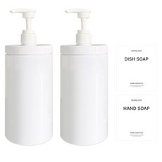 뉴앤룩 협력 와이드 주방세제 디스펜서 핸드워시 리필용기 1L x 2p + 라벨스티커 디시 + 핸드 세트, 화이트(리필용기), 1세트
