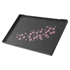 JOW BUY 蕉蕉購物 日式仿木紋櫻花長方托盤, 黑色, 1個