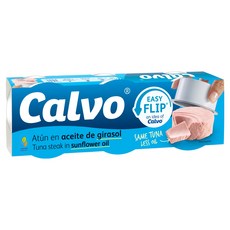 Calvo 歐洲產葵花籽油鮪魚罐頭 3入, 195g, 1個