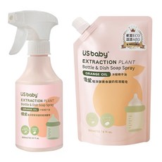 US baby 優生 植淨酵素食器奶瓶液體皂噴霧 + 補充包, 1套, 600ml