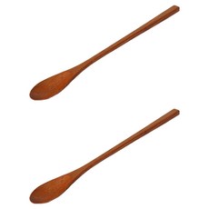 나무공방 티크 통원목 일자 롱 티스푼, 2개