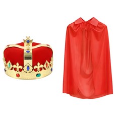 Today Living 皇冠皇帝生日派對王冠 + 斗篷套組 紅色, R99813R, 1套