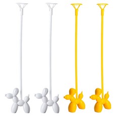 joyparty Balloon Dog 單支氣球支架 2款 x 2入組, 白色, 黃色, 1套