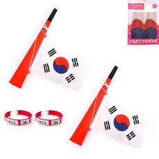 파티쇼 응원 태극기 나팔 2p + 팔찌 2p 세트, 혼합색상, 1세트