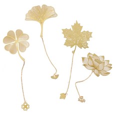 TODAY LIVING 高級花朵鏈條金屬書籤4件組 R98470A, 金色, 4個
