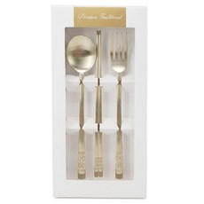 Kitchen Ire Luxban 鈦金餐具禮盒組, 金色, 1套, 湯匙 + 筷子 + 叉子