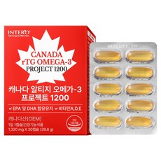 INTERO 加拿大 rTG Omega-3 專案 1200 39.6g, 1個, 30錠