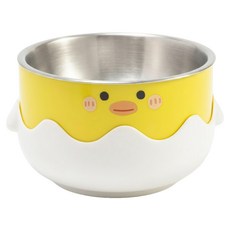 JOW BUY 蕉蕉購物 蛋殼造型寵物不鏽鋼碗, 黃色, 1個
