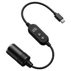 오토크루 USB-C PD 12V 시거잭 변환 케이블 차량용 컨버터 36W AC-TL97, 1개, 1구