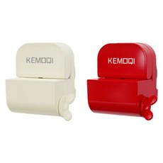 KEMOQI 壁掛吸盤式精緻擠牙膏器, 白色 + 紅色, 2個