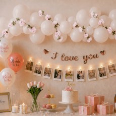 PARTYSHOW 告別單身派對 派對用品 裝飾 雲朵氣球 家庭派對 婚禮 I LOVE YOU掛旗組, 玫瑰金(掛旗), 1套
