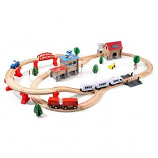 Holy Fun 兒童木製軌道火車玩具88件組HF2232-88, 混和顏色, 1套