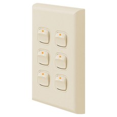 Legrand 羅格朗 Excel Retro 方形按鈕 長方形纖薄嵌入式開關 6聯 米色, 1個