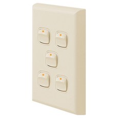 Legrand 羅格朗 Excel 復古方形按鈕長方形纖薄嵌入式開關 5聯 米色, 1個