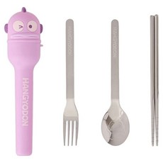 Sanrio 三麗鷗 人魚漢頓造型隨行不鏽鋼餐具組 HG-FS06, 紫色, 1套
